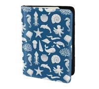 SDEGTHO Underwater Marine Life Printing Passport Holder Cover Wallet Cowhide Card Case Travel Must Have Accessories for Women Men
