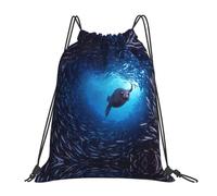 SDEGTHO Underwater Sea Lion Printed Drawstring Backpack Gym Bag, Lightweight Water-Resistant Sports Backpack For Men Women, Yoga, Running, Workout