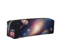 SDEGTHO Universe Galaxy Outer Space Print Leather Pencil Case for Students, Simple Pen Bag for Boys Girls Small Zipper Pouch for School Supplies, Markers, Makeups, Coins