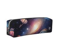 SDEGTHO Universe Galaxy Outer Space Print Leather Pencil Case for Students, Simple Pen Bag for Boys Girls Small Zipper Pouch for School Supplies, Markers, Makeups, Coins
