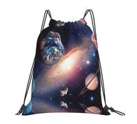 SDEGTHO Universe Planet Printed Drawstring Backpack Gym Bag, Lightweight Water-Resistant Sports Backpack For Men Women, Yoga, Running, Workout