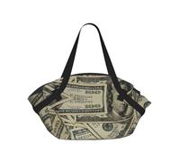 SDEGTHO US Dollar Currency Money Printed Large Tote Bag and Picnic Mat, Snap-Close Foldable 2-in-1 for Beach Travel or Picnic