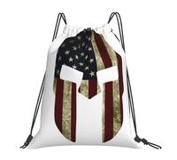 SDEGTHO Usa Flag American Spartan Printed Drawstring Backpack Gym Bag, Lightweight Water-Resistant Sports Backpack For Men Women, Yoga, Running, Workout