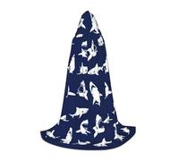 SDEGTHO Various Shark Pattern Masquerade Ball Costume Hooded Cape For Teenagers Witch Vampire Wizard Cosplay Gear Long Cape