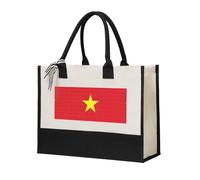 SDEGTHO Vietnamese Flag Halloween Canvas Tote Bags For Women Canvas Gift Bag Reusable Tote Bag For Shopping Grocery, Beige, One Size