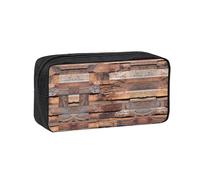 SDEGTHO Vintage Wood-Grain Board Printed Stationery Case Spacious Pencil Pouch Polyester Zip Organizer for School College Office Days