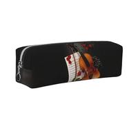 SDEGTHO Violin Sheet Music Print Leather Pencil Case for Students, Simple Pen Bag for Boys Girls Small Zipper Pouch for School Supplies, Markers, Makeups, Coins