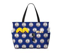 SDEGTHO Virginia State Flag Large Capacity Foldable Tote Bag Women Beach Tote Bag Handbag Gym Bag Travel Shopping Bag, Black, One Size