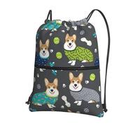 SDEGTHO Wearing Clothes Corgi Dogs Print Foldable Backpack, Adjustable Drawstring Water Resistant Bag for Quick Trips and Outings