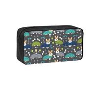 SDEGTHO Wearing Clothes Corgi Dogs Printed Spacious Pencil Bag, Oxford Cloth Pen Pouch Holds 50+, for Students Artists Writers