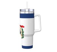 SDEGTHO West Virginia State Flag 40 Oz Ice Bully With Handle And Straw Made Of Stainless Steel, Double Wall Insulated With Lid