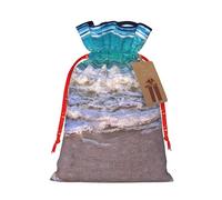 SDEGTHO White Beach Tropical Sea 1pcs Durable Material Tote Bag 8.3x11.8in With Drawstring Choice For Halloween Stylish Gift