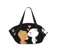 SDEGTHO White bear brown bear Printed Large Tote Bag and Picnic Mat, Snap-Close Foldable 2-in-1 for Beach Travel or Picnic