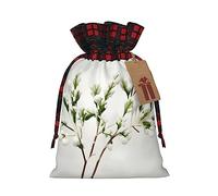 SDEGTHO White Natural Green Branch 1pcs Durable Material Tote Bag 4.7x 6.9in With Drawstring Choice For Halloween Stylish Gift