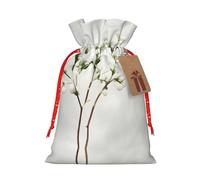 SDEGTHO White Natural Green Branch 1pcs Durable Material Tote Bag 4.7x 6.9in With Drawstring Choice For Halloween Stylish Gift