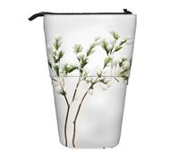 SDEGTHO White Natural Green Branch Standing Pencil Case,Cute Stand Up Pencils Pouch,Telescopic Pen Pouches,Portable Pens Holder, Black, One Size, Fashion