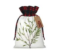SDEGTHO White Natural Plant Green Twig 1pcs Durable Material Tote Bag 8.3 * 11.8in With Drawstring Choice For Halloween Stylish Gift