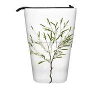 SDEGTHO White Natural Plant Green Twig Standing Pencil Case,Cute Stand Up Pencils Pouch,Telescopic Pen Pouches,Portable Pens Holder, Black, One Size, Fashion