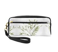 SDEGTHO White Natural Plant Green Twig Women Travel Makeup Pouch Makeup Bag For Purse Portable Toiletry Bag Accessories Organizer, Black, One Size