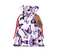 SDEGTHO White Purple Butterflies 1pcs Durable Material Tote Bag 4.7x 6.9in With Drawstring Choice For Halloween Stylish Gift
