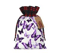 SDEGTHO White Purple Butterflies 1pcs Durable Material Tote Bag 4.7x 6.9in With Drawstring Choice For Halloween Stylish Gift
