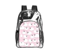 SDEGTHO White sheep on pink background Printed Clear Backpack with Top Handle, Transparent Bag for Concerts Festivals Women Daily