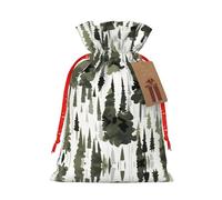 SDEGTHO White Trees Camo Pattern 1pcs Durable Material Tote Bag 4.7x 6.9in With Drawstring Choice For Halloween Stylish Gift
