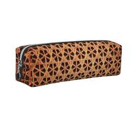 SDEGTHO Wicker Woven Grid Print Leather Pencil Case for Students, Simple Pen Bag for Boys Girls Small Zipper Pouch for School Supplies, Markers, Makeups, Coins