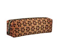 SDEGTHO Wicker Woven Grid Print Leather Pencil Case for Students, Simple Pen Bag for Boys Girls Small Zipper Pouch for School Supplies, Markers, Makeups, Coins