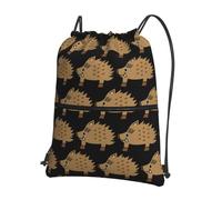 SDEGTHO Wild boar animation Print Zipper Backpack, Water Resistant Drawstring Bag, Compact Foldable for Sports Yoga Dance