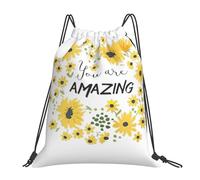 SDEGTHO Wild Daisy Flower Printed Drawstring Backpack Gym Bag, Lightweight Water-Resistant Sports Backpack For Men Women, Yoga, Running, Workout