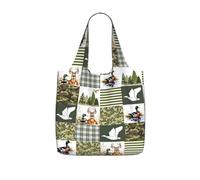 SDEGTHO Wild Duck, Deer Print Packable Grocery Shopper Reusable Tote 25l Polyester Shoulder Bag Modern Holiday Gift