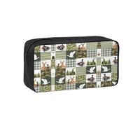 SDEGTHO Wild Duck, Deer Printed Stationery Case Spacious Pencil Pouch Polyester Zip Organizer for School College Office Days