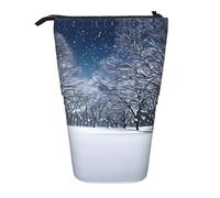 SDEGTHO Winter Snow Falling in The Park Cute Telescopic Pencil Case,Students Pen Holder,Stationery Storage for School College Supplies