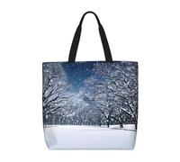 SDEGTHO Winter Snow Falling In The Park Polyester Tote Bag For Everybody With Inner Pockets, Laptop Bag With Zipper, Black, One Size