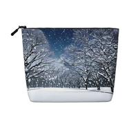 SDEGTHO Winter Snow Falling In The Park Versatile Travel Bag Makeup Bag Large Capacity Cosmetic Pouch Zipper Bag Toiletry Bag, Black, One Size
