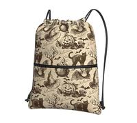 SDEGTHO Witch Hat Print Zipper Backpack, Water Resistant Drawstring Bag, Compact Foldable for Sports Yoga Dance
