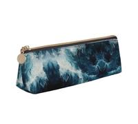 SDEGTHO Within The Tides Fashion Triangular Leather Zipper Pencil Pouch With Large Storage Capacity Pencil Pouch, White, One Size, Art Deco