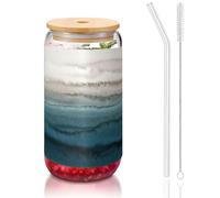 SDEGTHO Within The Tides Printing Cute Drinking Glasses with Glass Straw 16 Ounce for Beer Iced Coffee Whiskey Gift