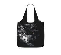 SDEGTHO Wolf Pattern On Snow Print Packable Grocery Shopper Reusable Tote 25l Polyester Shoulder Bag Modern Holiday Gift