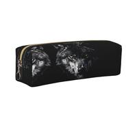 SDEGTHO Wolf Pattern On Snow Printed Leather Zipper Pencil Case for Students, Multi Purpose Pen Pouch for Kids Small Makeup Bag for Pens, Pencils, Markers