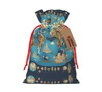 SDEGTHO World Geography Map 1pcs Durable Material Tote Bag 4.7x 6.9in With Drawstring Choice For Halloween Stylish Gift