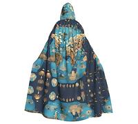 SDEGTHO World Geography Map Adult Hooded Cloak Cape Halloween Witch Costume For Men And Women Cosplay Costumes