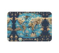 SDEGTHO World Geography Map Printing Bath Mat Diatomaceous Shower Mat Non-Slip Super Absorbent Mats for Bathroom Kitchen Laundry