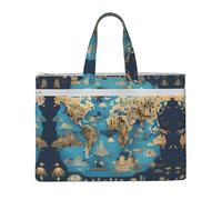 SDEGTHO World Geography Map Zippered Document Bag With Handle For Carrying Paper Files Books Filing Folder, Black, One Size