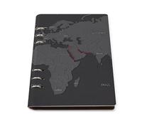 SDEGTHO World Map With Red Lines Lays Flat A5 Notebook, Refillable Leather Journal for Daily Organizer, Business Notes