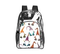 SDEGTHO Xmas Funny Gnomes Printed Clear Backpack with Top Handle, Transparent Bag for Concerts Festivals Women Daily
