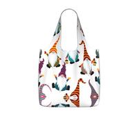 SDEGTHO Xmas Funny Gnomes Printed Foldable Grocery Bag, 25L Reusable Shopping Tote, Lightweight Bag for Travel Daily Use