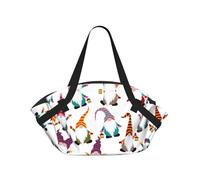 SDEGTHO Xmas Funny Gnomes Printed Large Tote Bag and Picnic Mat, Snap-Close Foldable 2-in-1 for Beach Travel or Picnic
