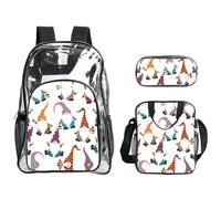 SDEGTHO Xmas Funny Gnomes Printed See-Through School Bag Bundle, Sturdy Handle 3pc Set, Events Stadium Concerts Approved
